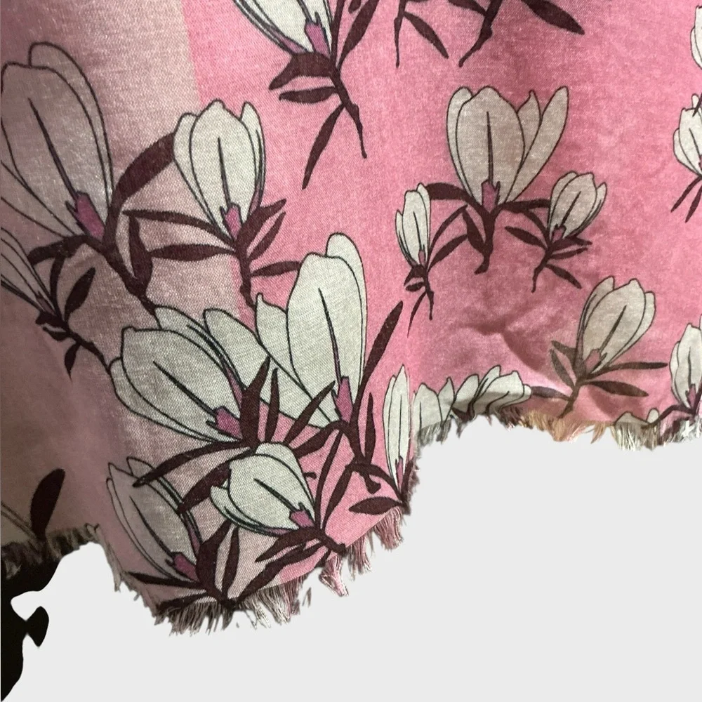 Furla Pink Floral Oversized Scarf Wrap Shawl Stole 72” x 27”